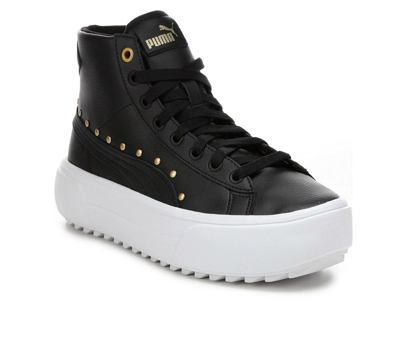 Promo 😍 Girls' Puma Big Kid Kaia Platform Mid 👟 Sneakers Blk/Wht/Stud 🥰 - Image 3