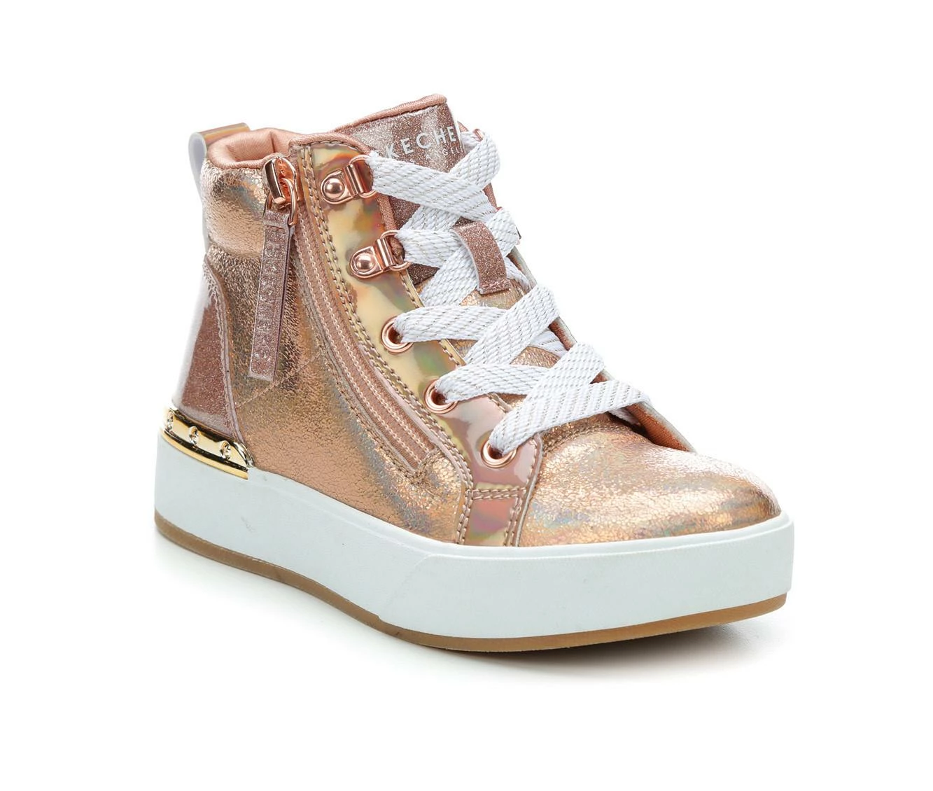 New โ๏ธ Girls' Skechers Little Kid & Big Kid Shoutouts Deluxe Mid-Top ๐ Sneakers Rose Gold ๐ฅ - Image 3