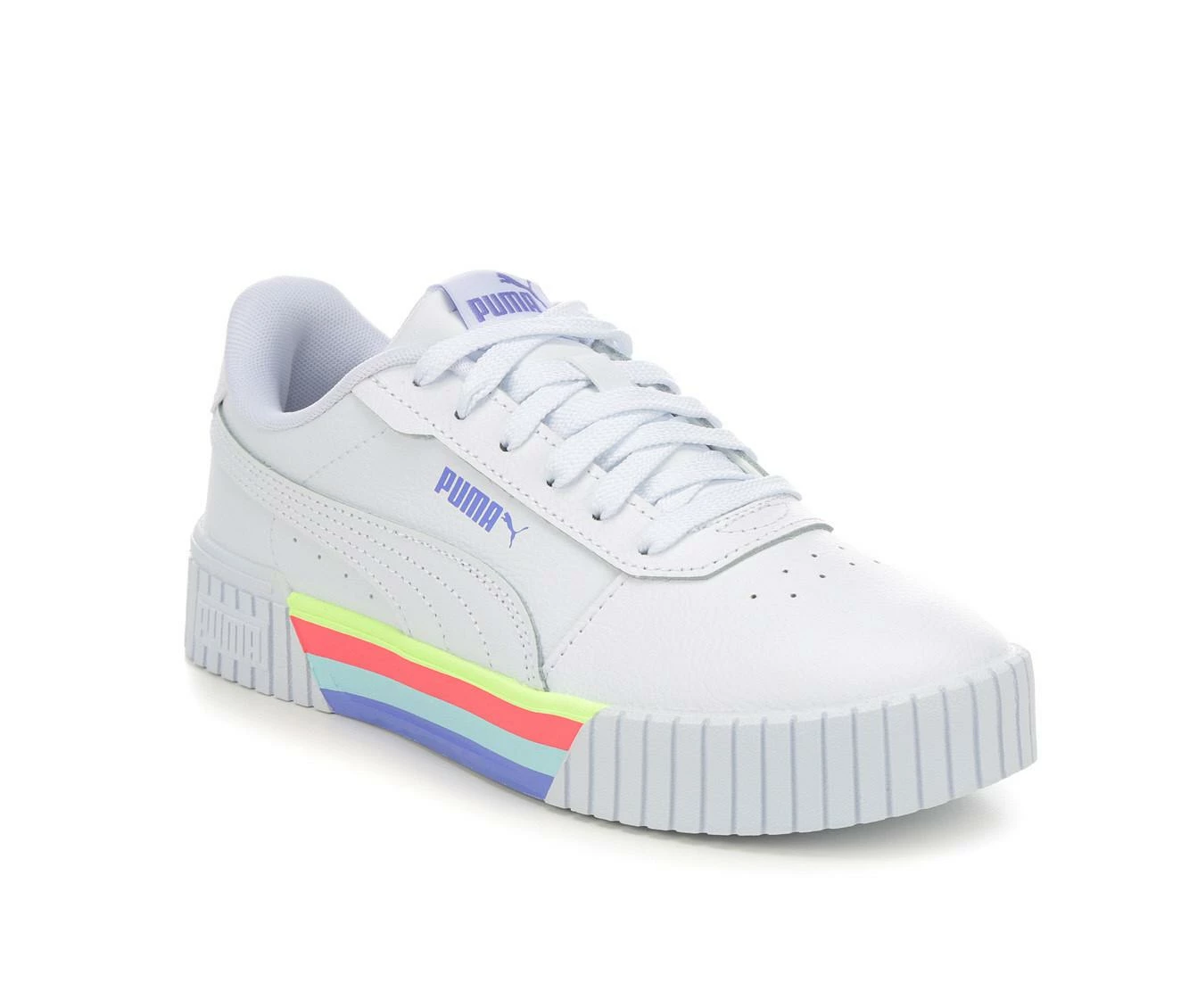 Budget ๐ Girls' Puma Big Kid Carina 2.0 Stripes ๐ Sneakers White/Stripes ๐ - Image 3