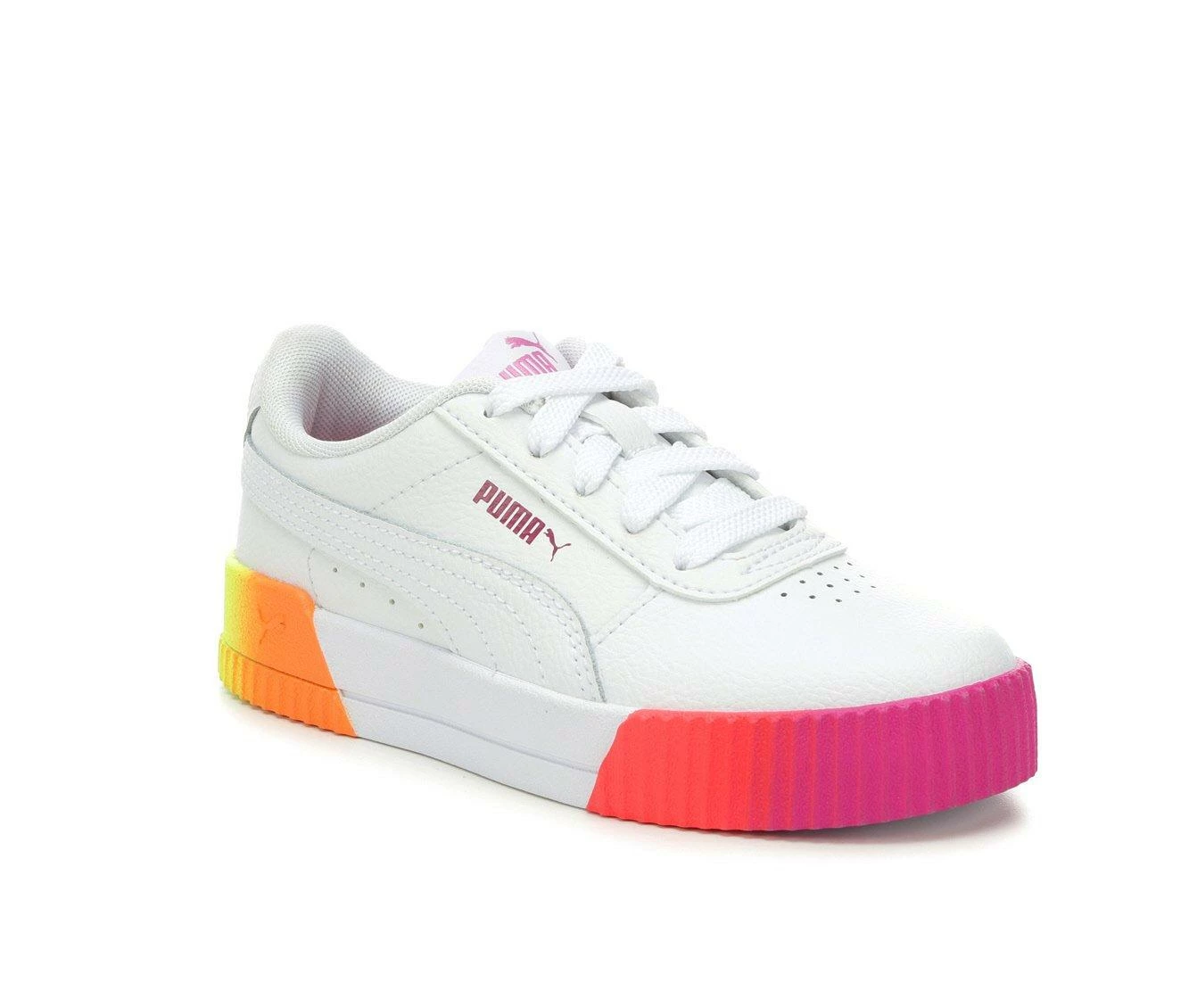 Cheap ๐ Girls' Puma Little Kid & Big Kid Carina Fade ๐ Sneakers White/Neon/Fade โ - Image 3