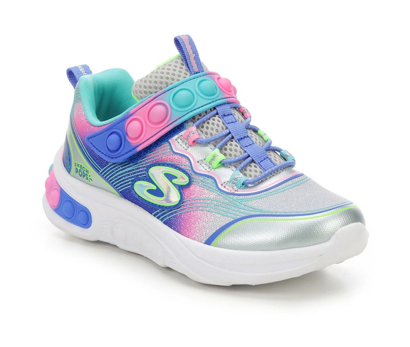 Flash Sale โญ Girls' Skechers Little Kid & Big Kid Skech Pops Running ๐ Shoes Silver/Multi ๐งจ - Image 3