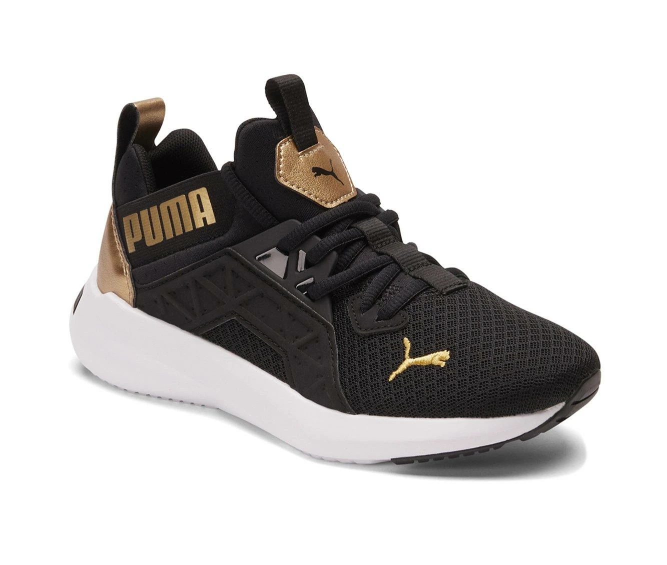 Wholesale 😍 Girls' Puma Big Kid Enzo Softride Shineline Jr. Running 👟 Shoes Black/Gold ❤️ - Image 3