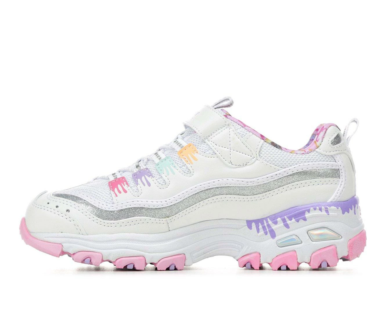 Brand new ๐ Girls' Skechers Little Kid & Big Kid D'Lites Strap Memory Foam Running ๐ Shoes Wht/Pink/Multi โจ - Image 4