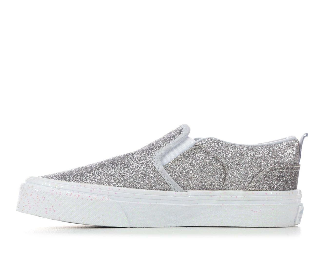 Best Pirce โ Girls' Vans Little Kid & Big Kid Asher Glitter Slip-On ๐ Sneakers Glitter/grey/wh ๐ - Image 4