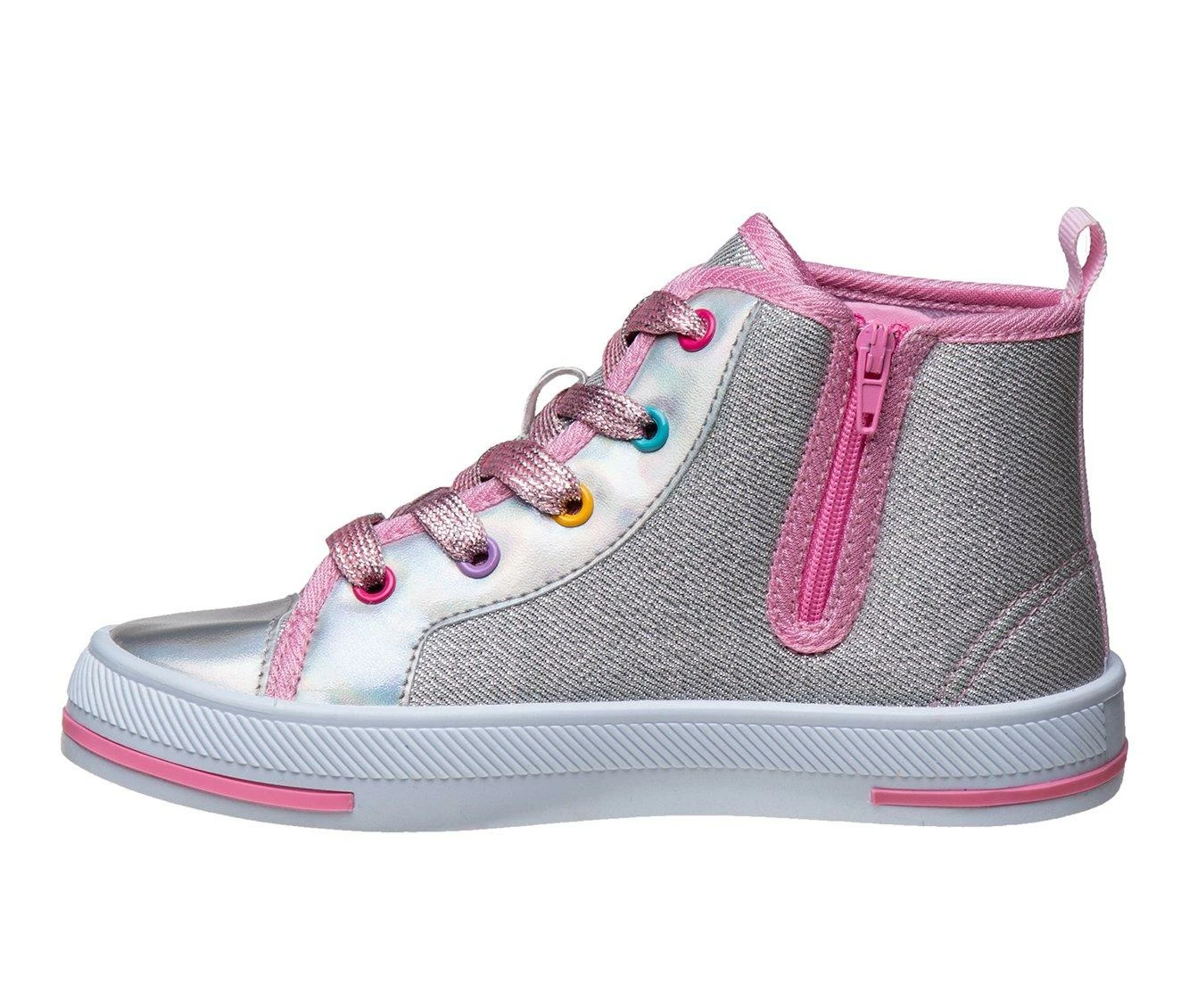 Brand new ๐ฅ Girls' Kensie Girl Little Kid & Big Kid Canvas High-Top ๐ Sneakers Silver/Pink ๐ - Image 4