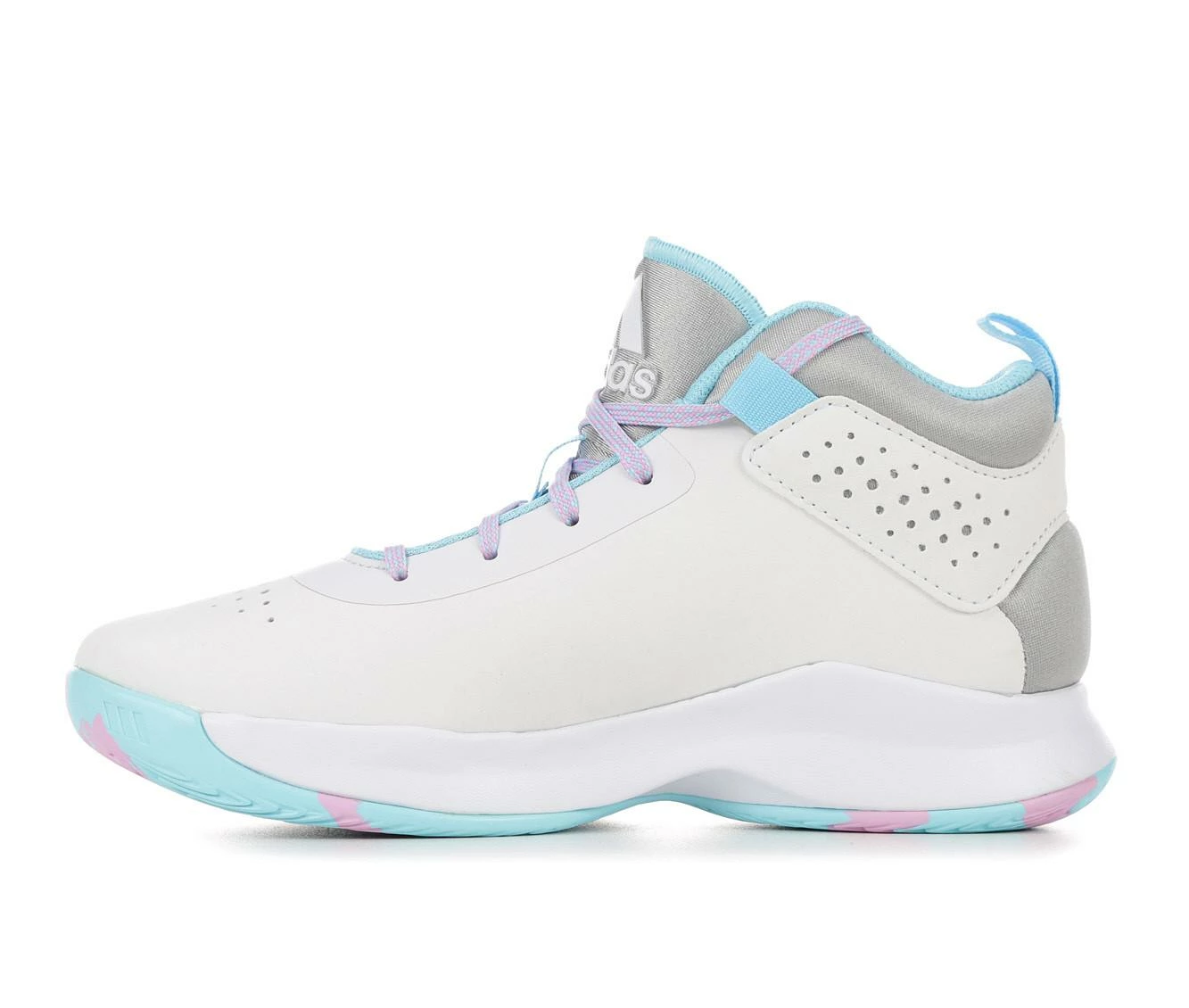 Coupon โ Girls' Adidas Little Kid & Big Kid Cross 'Em Up Wide Width ๐ Basketball ๐ Shoes Wht/Lilac/Grey ๐ - Image 4