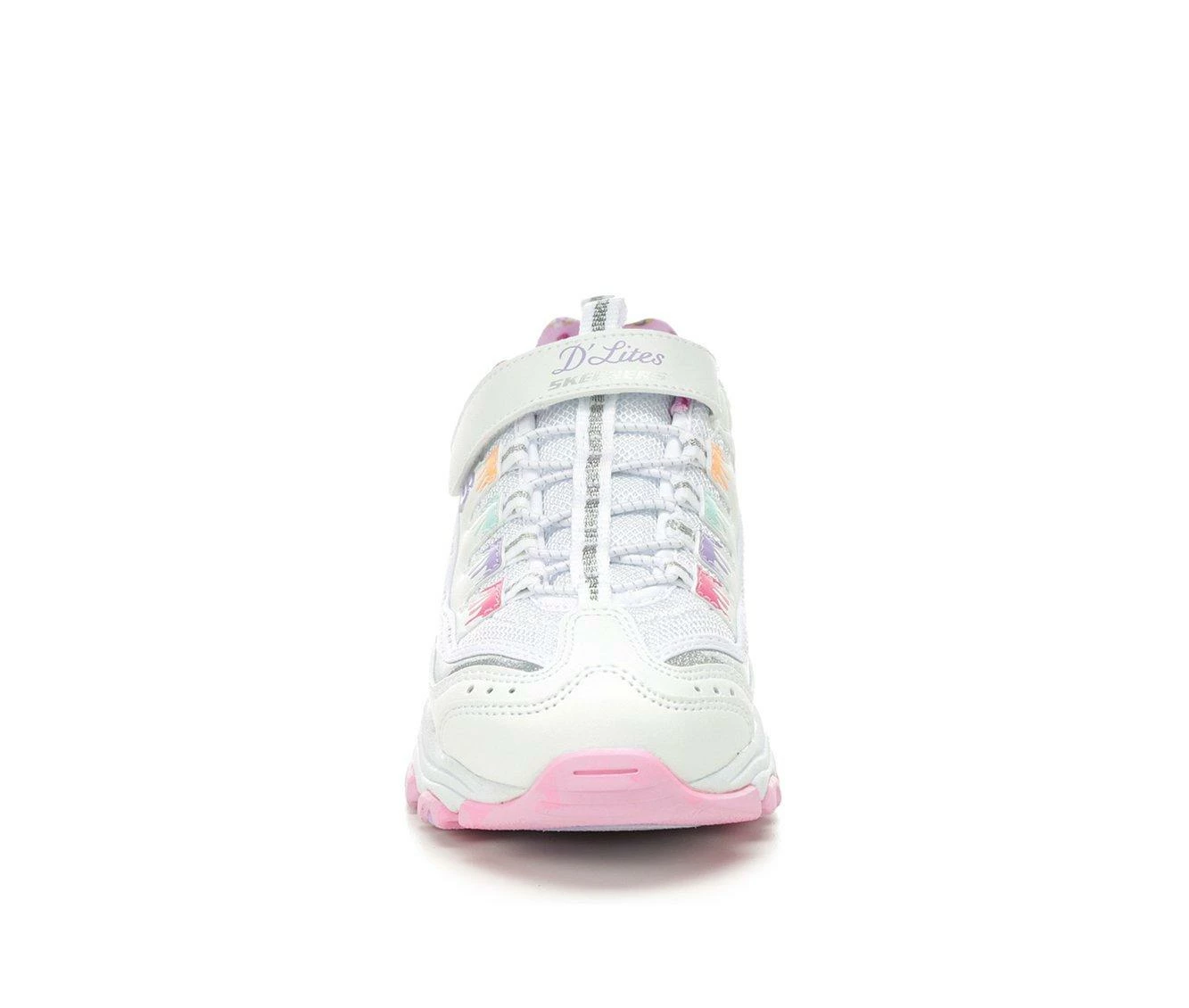 Brand new ๐ Girls' Skechers Little Kid & Big Kid D'Lites Strap Memory Foam Running ๐ Shoes Wht/Pink/Multi โจ - Image 5
