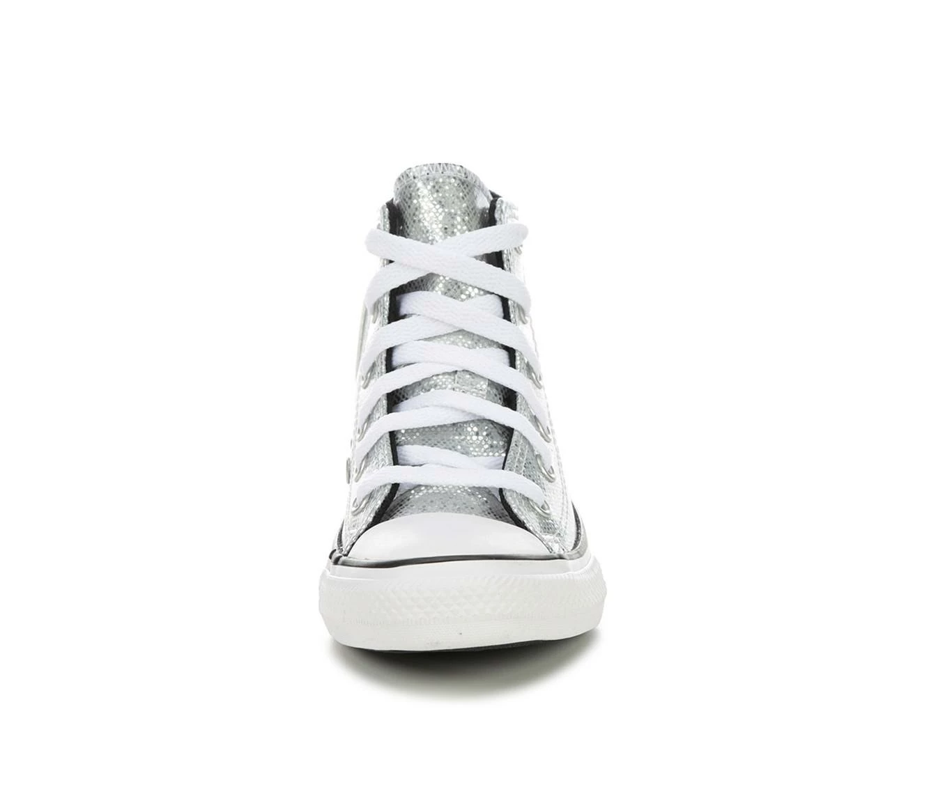 Budget ๐ Girls' Converse Little Kid Chuck Taylor All Star Glitter High-Top ๐ Sneakers Silver/AshBlack ๐งจ - Image 5