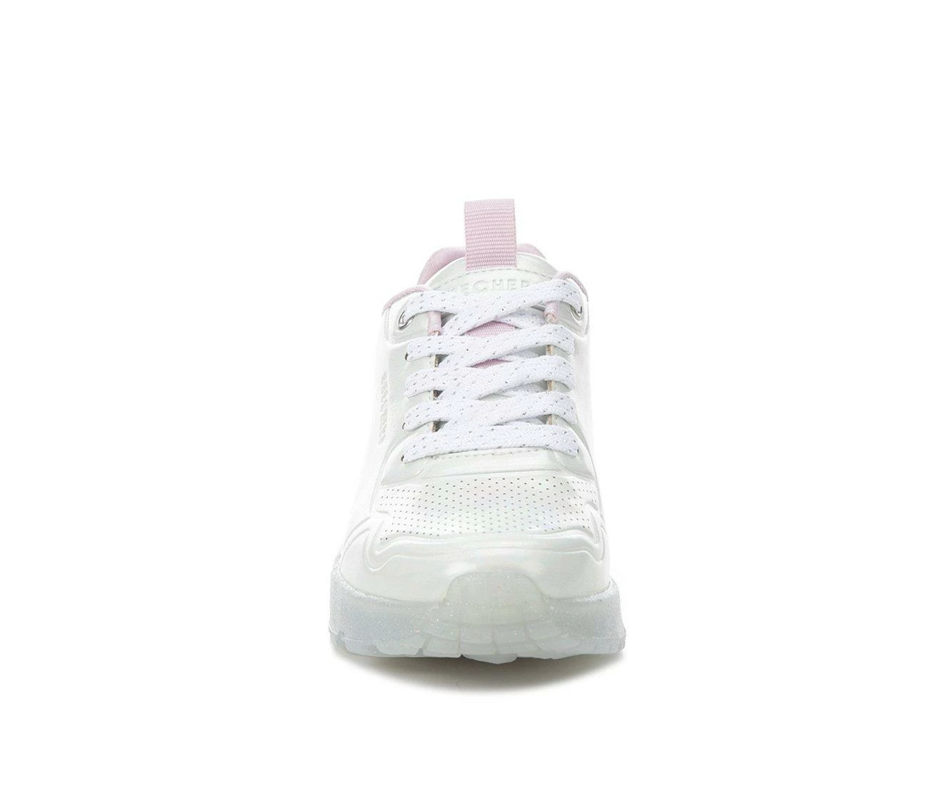 Wholesale ๐ Girls' Skechers Little Kid & Big Kid Uno Ice Prism Luxe Wedge ๐ Sneakers White/Silver ๐ - Image 5